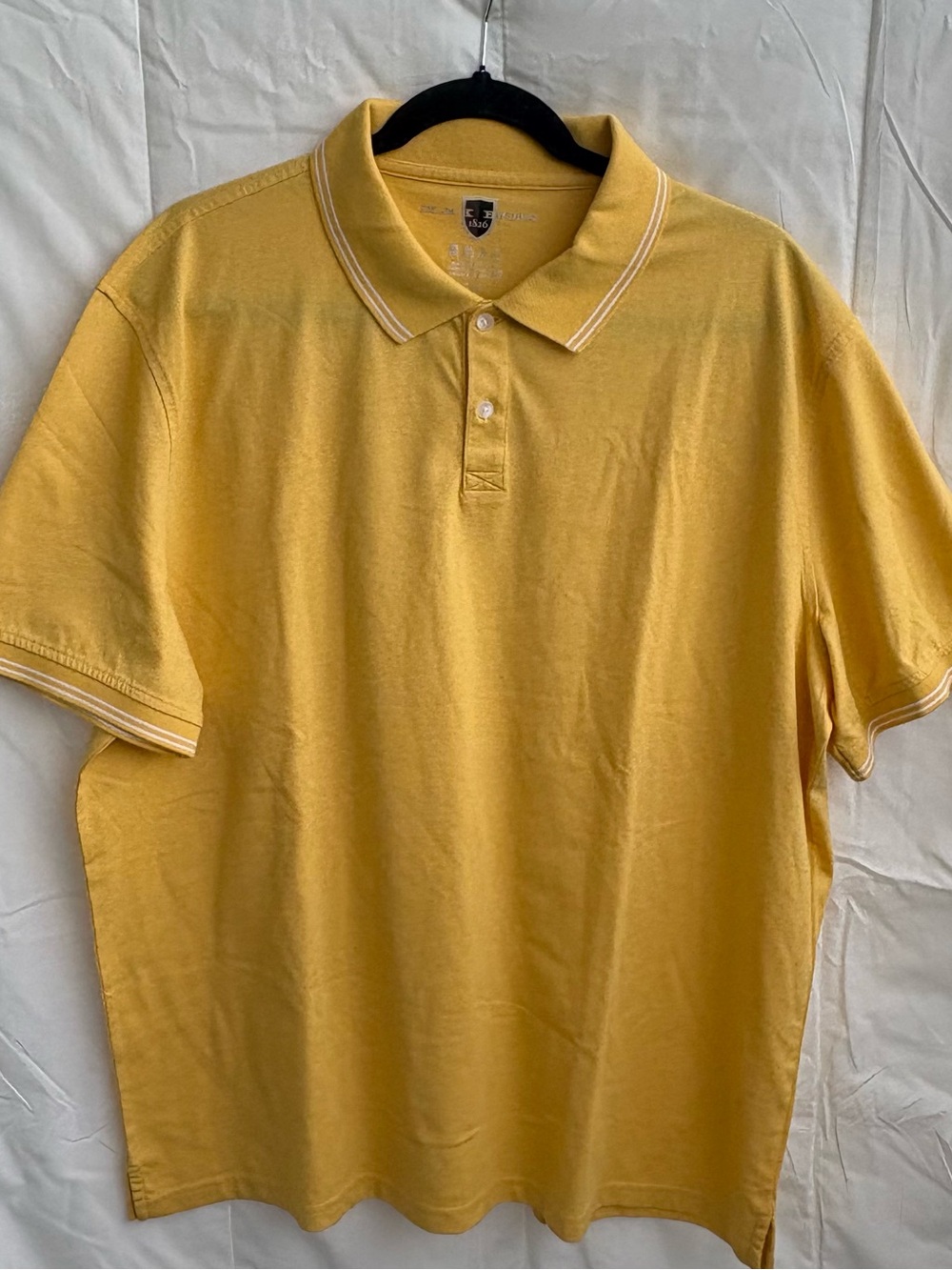 Black Brown 1826 Men's Yellow Polo with Contrast Trim, Size XXL.